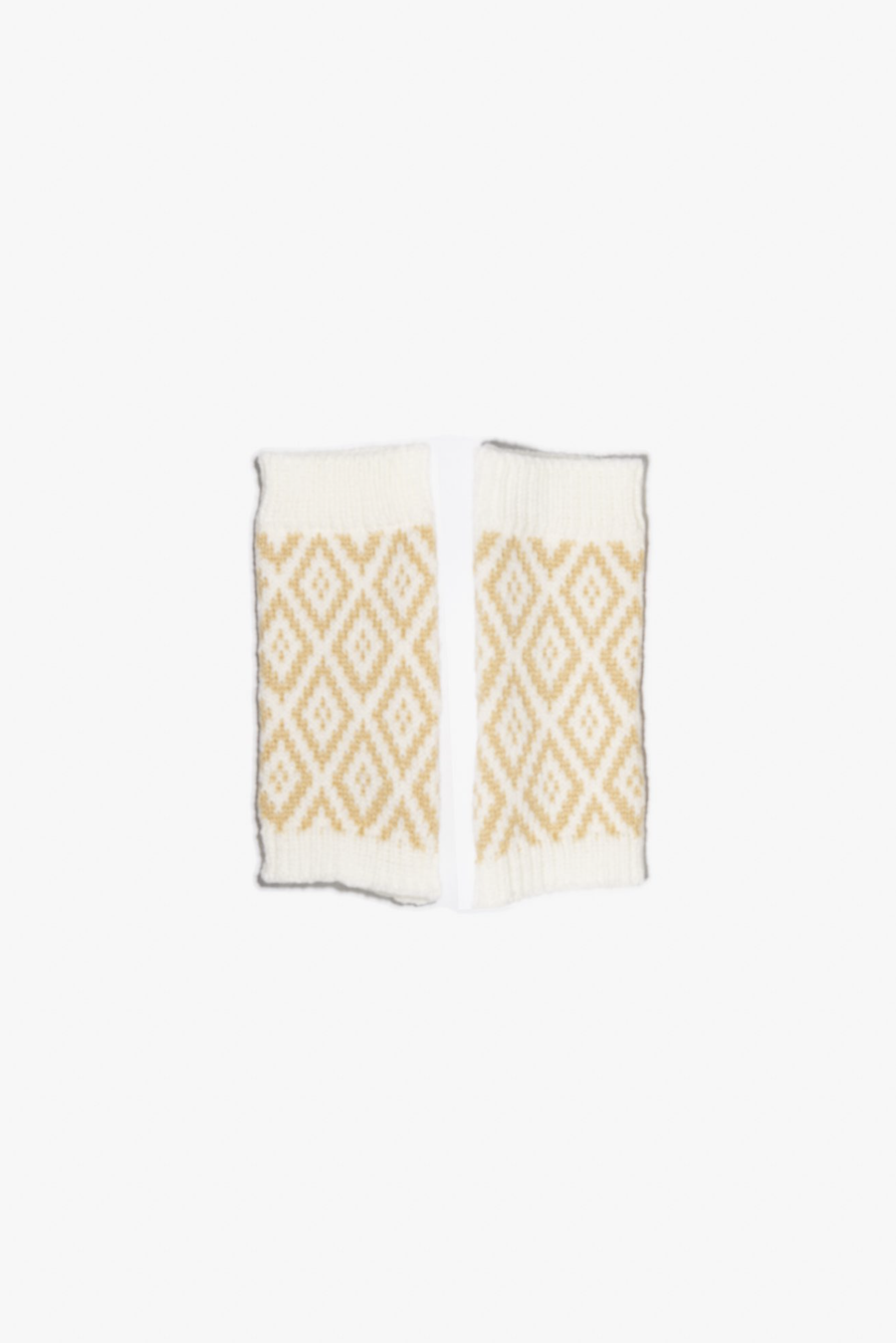 Diamond Fingerless Gloves Cream