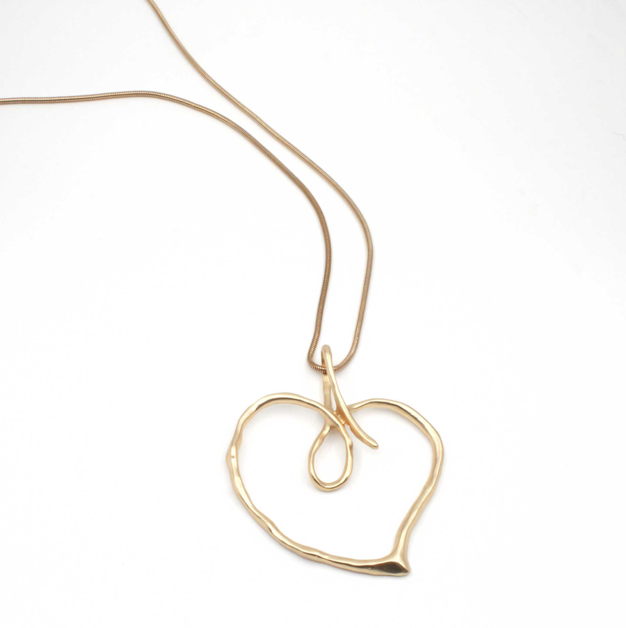 Swirled Heart Pendant Necklace - Gold