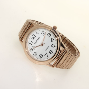 Stretch Round Large Watch - Rose Gold