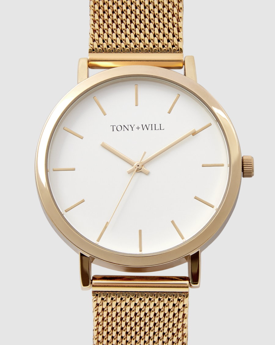 Classic Mesh Strap Watch - Gold/White