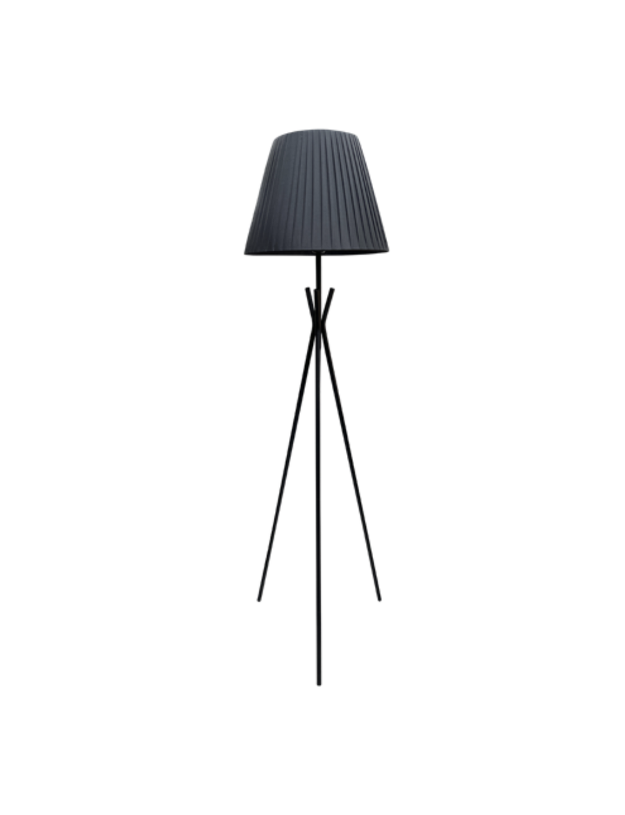 Black Tripod Floor Lamp with Black Shade