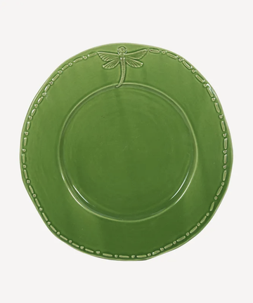 Dragonfly Stoneware Green Dinner Plate