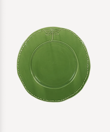 Dragonfly Stoneware Green Lunch Plate