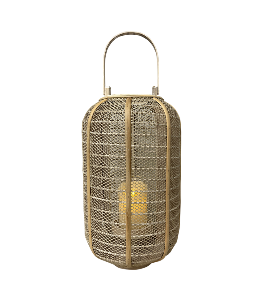 White Wash Netted Lantern - 43cm