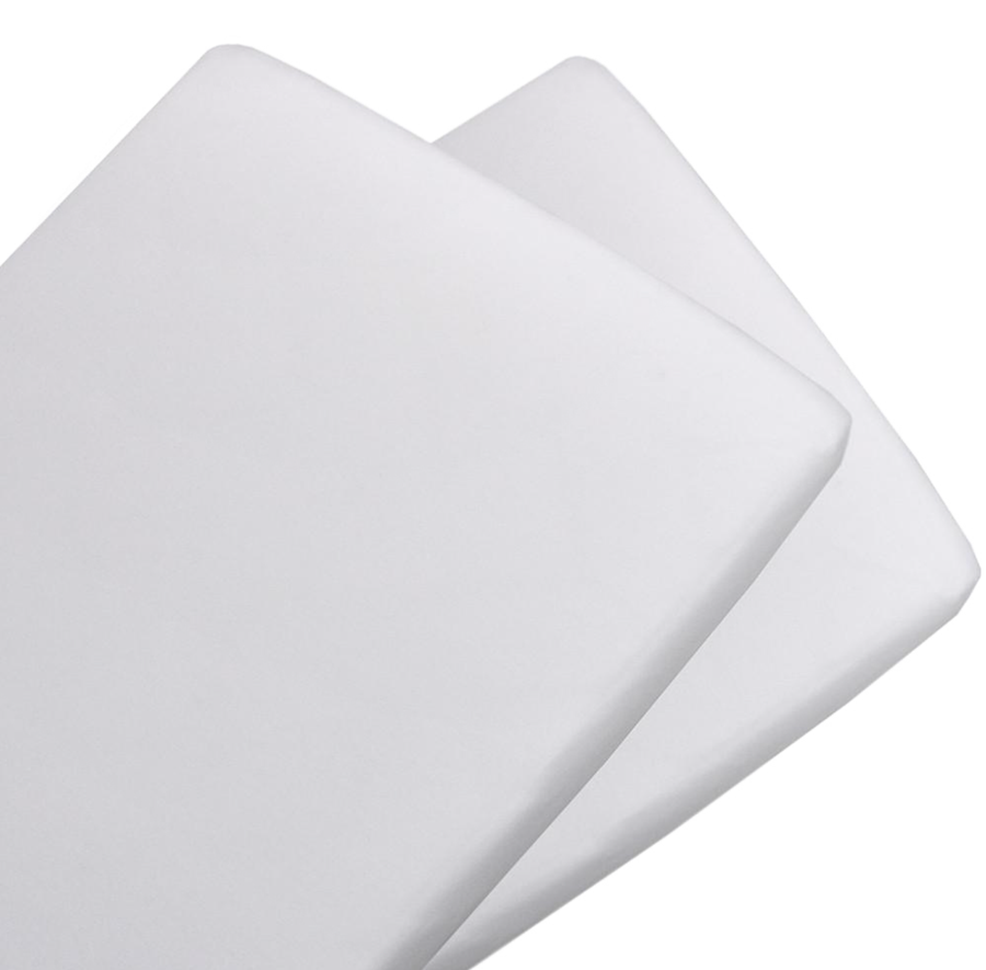 2pk Jersey Bassinet Fitted Sheets - White