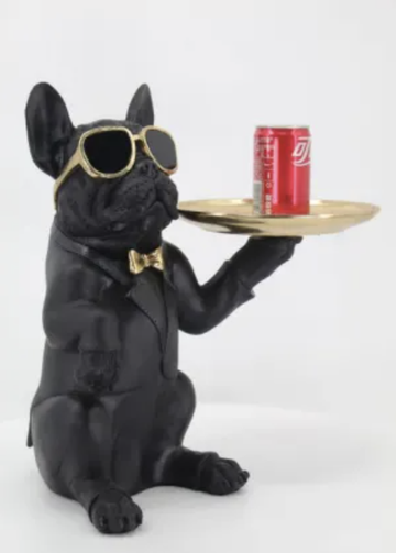 Cool French Bulldog with Glasses Holding Tray