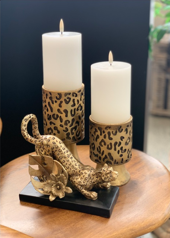 Leopard Design Candle Holder - Medium