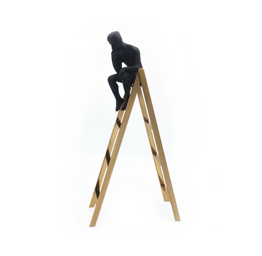 Sitting Thinking Man On Ladder