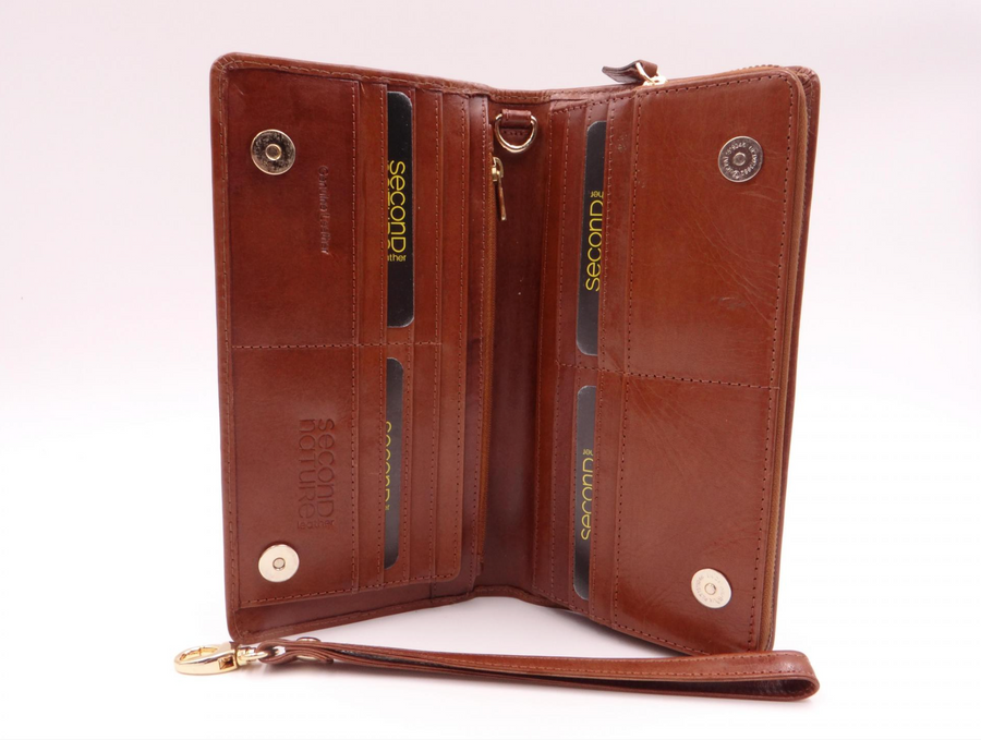 Pouch Wallet with Hand Strap - Tan