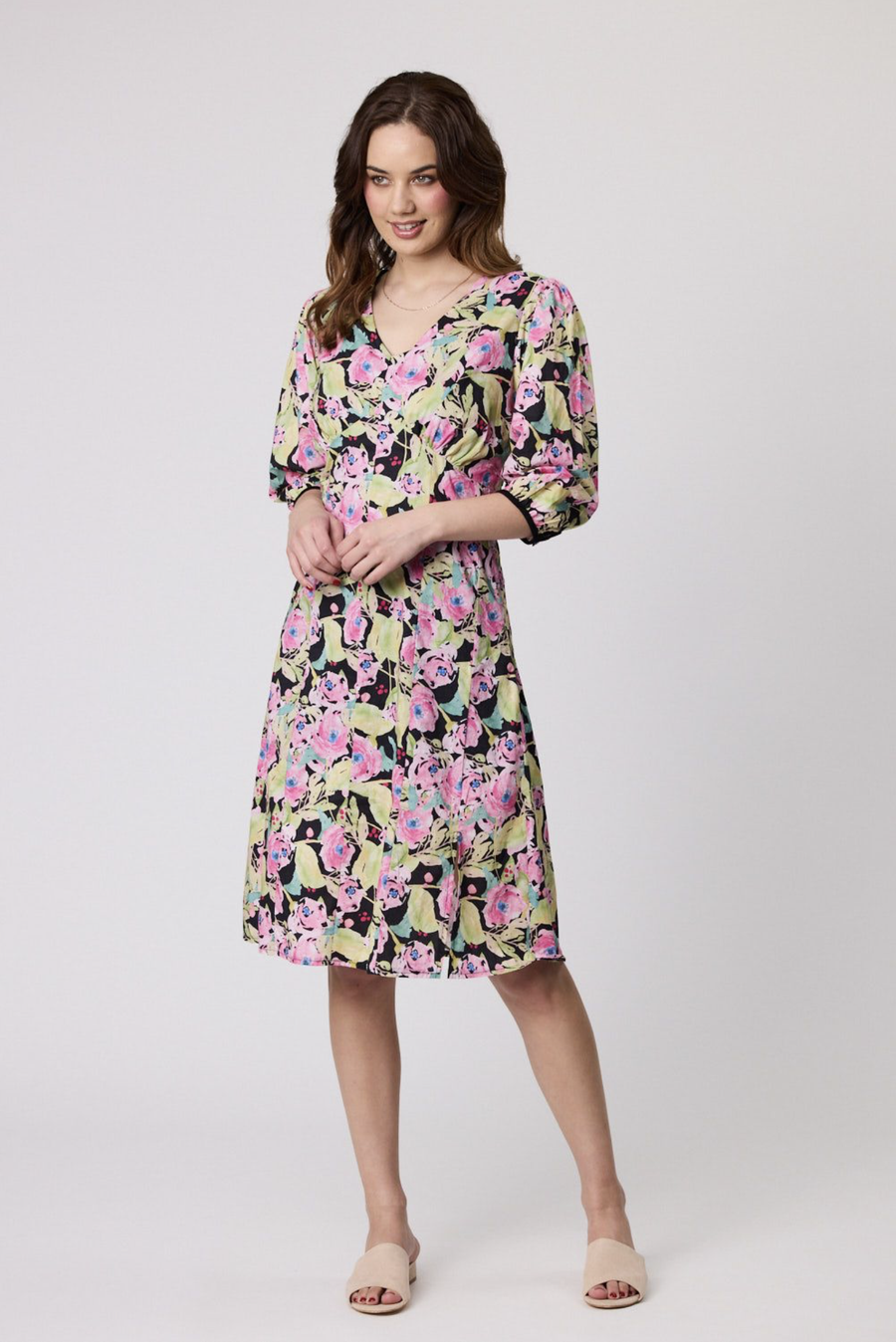 Verona Dress - Black Floral