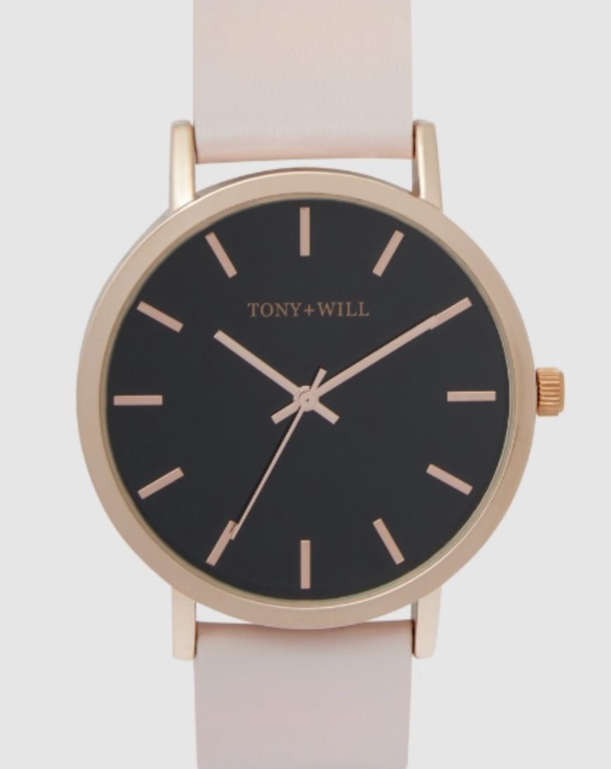 Classic Leather Watch - Rose Gold/Black/Light Pink