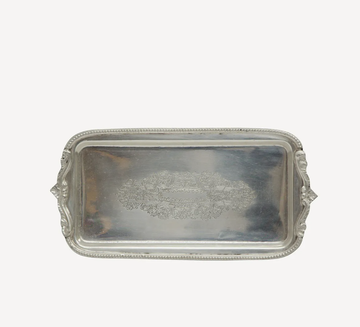 Rectangle Silver Tray with Beading