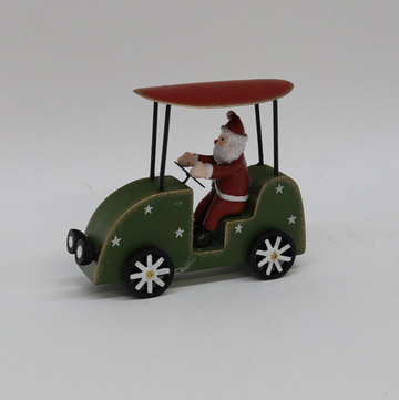 Whimsical Wooden Car with Santa