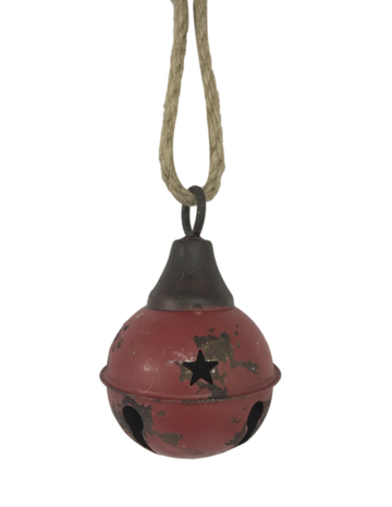 Aged Red Metal Ball Bell Hanging