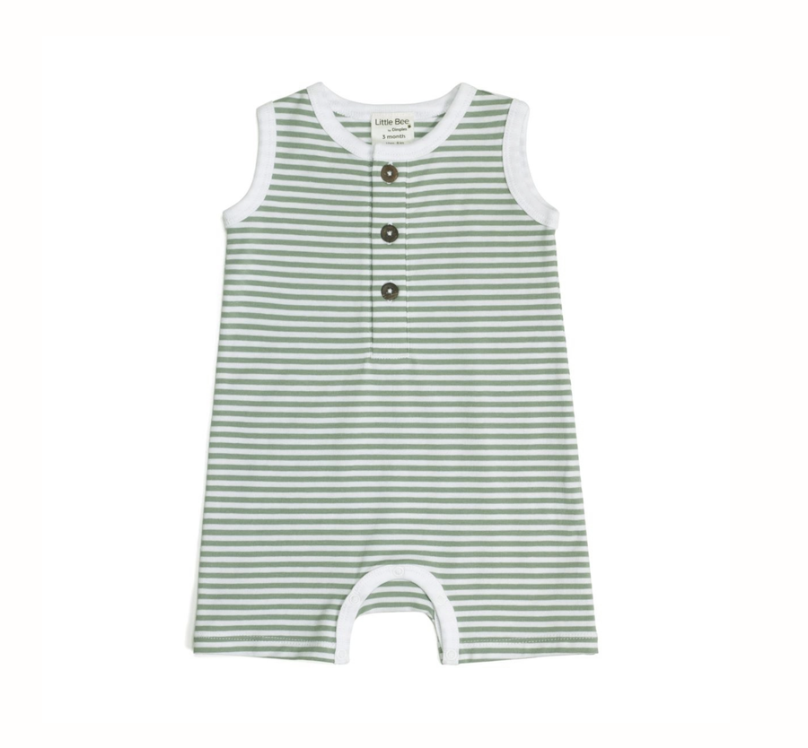 Cotton Tank Romper - Sage