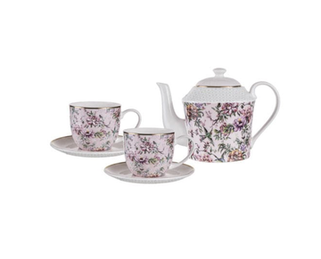 Chinoiserie PinkTeapot & 2 Teacup Set