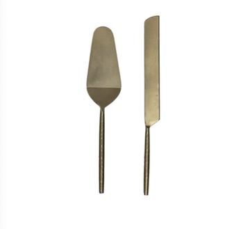 Hammered 2pc cake Server Set - Gold