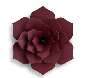 3D Wooden Decoration Flower, 34cm - Dark Red