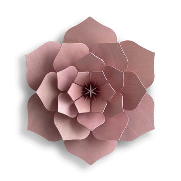 3D Wooden Decoration Flower, 15cm - Light Pink