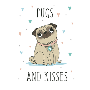 Tea Towel - Pugs & Kisses