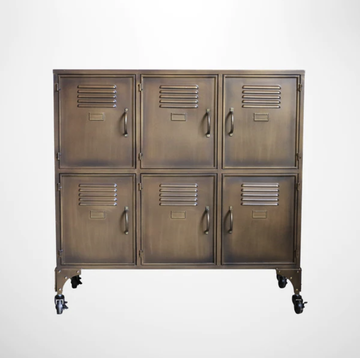 Industrial Locker Cabinet In Antique Brass Finish