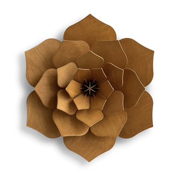 3D Wooden Decoration Flower, 15cm - Cinnamon Brown