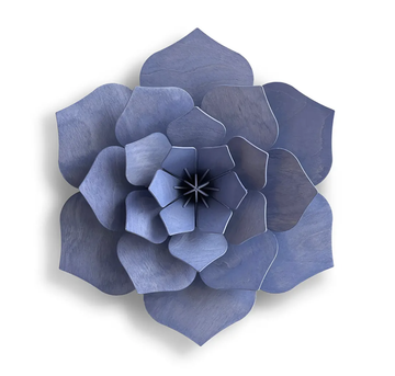 3D Wooden Decoration Flower, 15cm - Lavender Blue