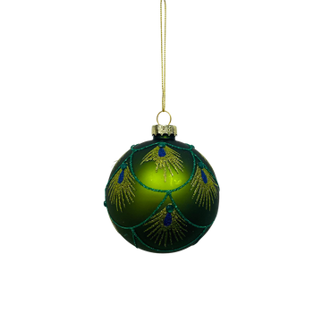 Green Peacock Glass Ball Hanging Decoration