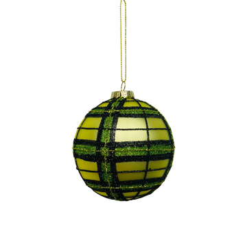 Green Tartan Glass Ball Hanging Decoration