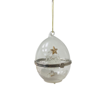 Glass Opening Egg with Glass Angel & Star Hanging Decoration