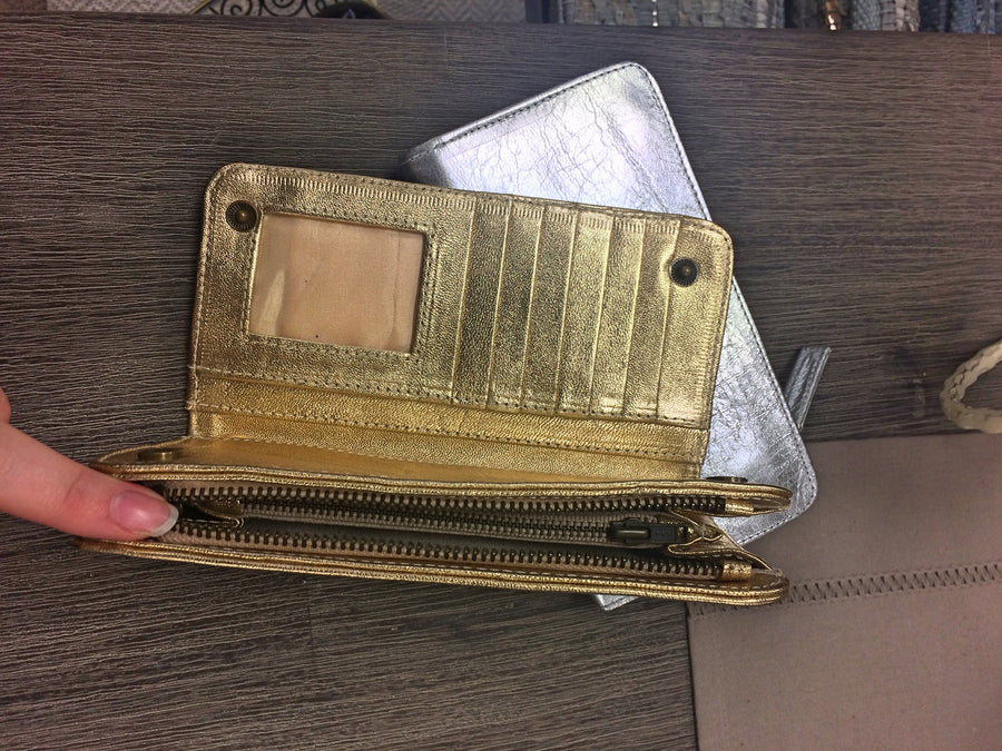 Calf Leather Wallet in Silver or Gold