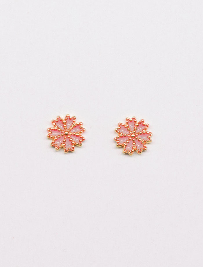 Floral Earring - Coral