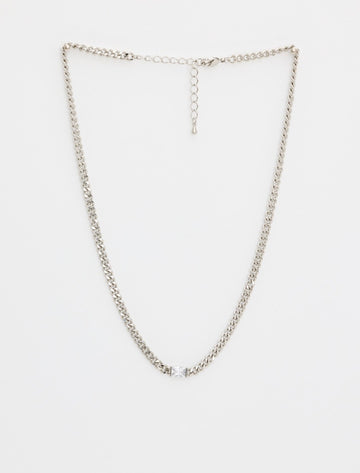 Necklace - Chain with Crystal Silver