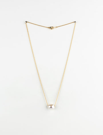 Necklace - Gold Fresh Water Single Pearl Choker Chain