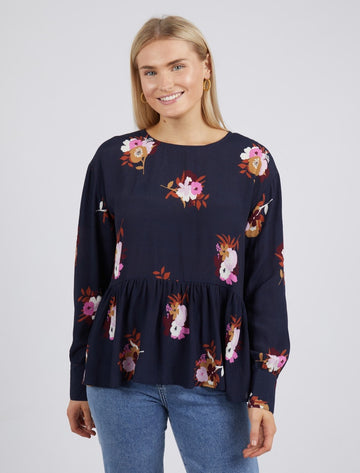 Posy Floral Blouse - Navy