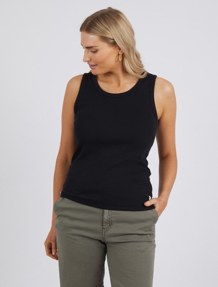 Rib Crew Tank - Black